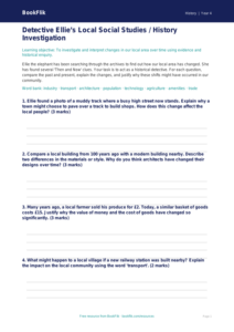 Social Studies / History local history activity sheet class 4 greater depth