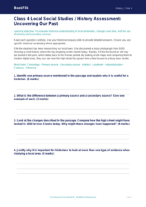 Social Studies / History local history assessment class 4 greater depth