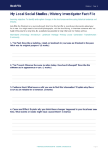 Free Local History Template | Class 4 | Social Studies / History | BookFlik