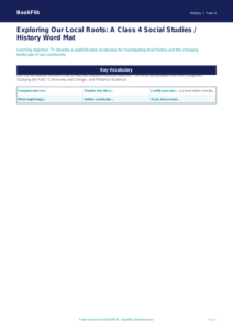 Free Local History Word Mat | Class 4 | Social Studies / History | BookFlik