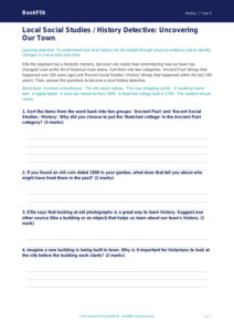 Free Local History Activity Sheet | Class 5 | Social Studies / History | BookFlik