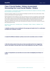 Free Local History Assessment | Class 5 | Social Studies / History | BookFlik