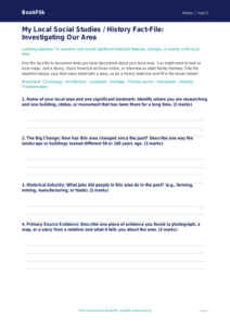 Free Local History Template | Class 5 | Social Studies / History | BookFlik