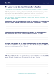 Free Local History Writing Frame | Class 5 | Social Studies / History | BookFlik
