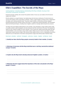 Free Maya Civilisation Comprehension | Class 4 | Social Studies / History | BookFlik