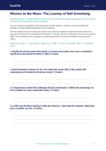 Free Neil Armstrong Worksheet | Class 4 | Social Studies / History | BookFlik