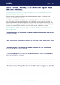 Free Neil Armstrong Assessment | Class 5 | Social Studies / History | BookFlik