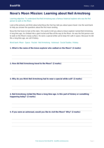 Free Neil Armstrong Worksheet | Nursery / LKG | Social Studies / History | BookFlik