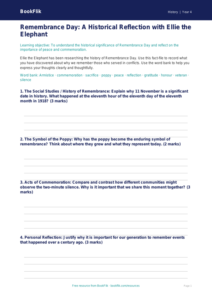 Free Remembrance Day Template | Class 4 | Social Studies / History | BookFlik