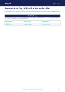 Remembrance Day Word Mat for Class 4 | CBSE Social Studies | BookFlik