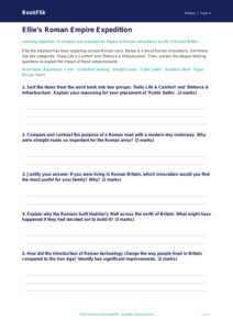 Free Romans Activity Sheet | Class 4 | Social Studies / History | BookFlik