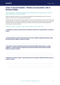 Free Romans Assessment | Class 4 | Social Studies / History | BookFlik