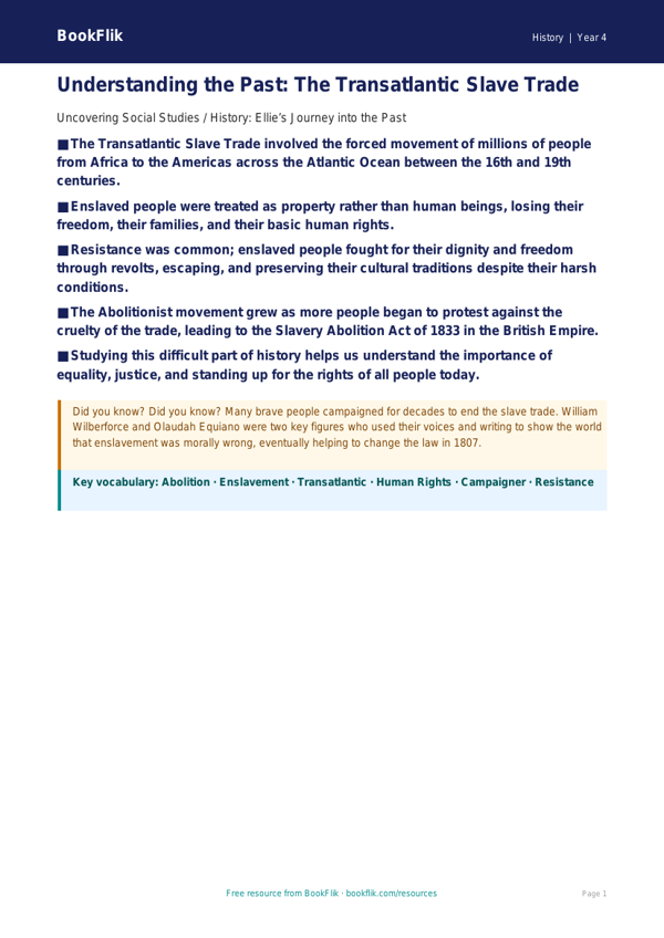 Social Studies / History slavery poster class 4 greater depth worksheet preview — History Slavery