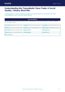 Social Studies / History slavery word mat class 4 greater depth