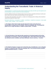 Free Slavery Writing Frame | Class 4 | Social Studies / History | BookFlik