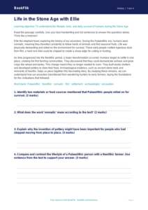 Free Stone Age Comprehension | Class 4 | Social Studies / History | BookFlik