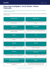 Social Studies / History stone age flashcards class 4 greater depth
