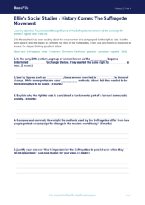Free Suffragettes Activity Sheet | Class 4 | Social Studies / History | BookFlik