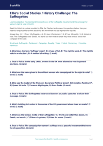 Free Suffragettes Quiz | Class 4 | Social Studies / History | BookFlik