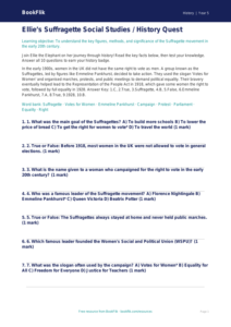 Free Suffragettes Quiz | Class 5 | Social Studies / History | BookFlik
