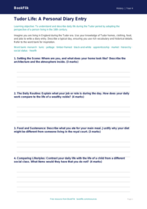 Free Tudors Template | Class 4 | Social Studies / History | BookFlik
