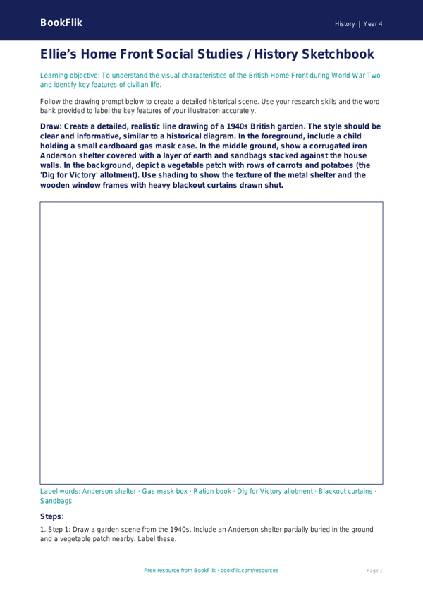 Social Studies / History ww2 drawing sheet class 4 greater depth worksheet preview — History Ww2