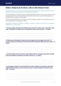 Free WWII Writing Frame | Class 4 | Social Studies / History | BookFlik