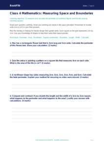 Free Area And Perimeter Assessment | Class 4 | Maths | BookFlik
