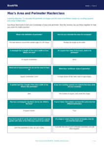 Free Area And Perimeter Flashcards | Class 4 | Maths | BookFlik