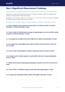 Free Area And Perimeter Quiz | Class 4 | Maths | BookFlik