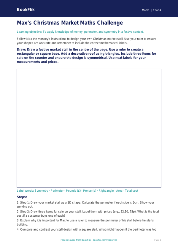 Free Christmas Maths Drawing Sheet | Class 4 | Maths | BookFlik worksheet preview — Maths Christmas Maths