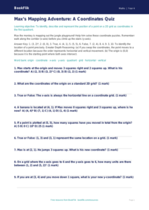 Free Coordinates Quiz | Class 4 | Maths | BookFlik