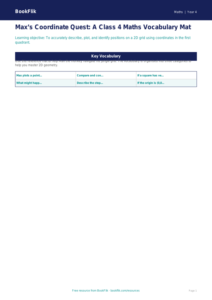 Free Coordinates Word Mat | Class 4 | Maths | BookFlik