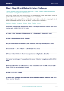 Advanced Division Worksheet | Class 4 Maths | BookFlik