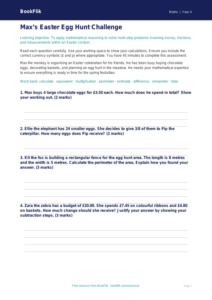 Maths easter maths assessment class 4 greater depth