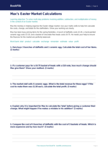 Maths easter maths worksheet class 4 greater depth