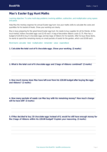 Free Easter Maths Track Sheet | Class 5 | Maths | BookFlik