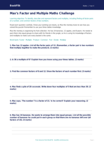 Free Factors And Multiples Assessment | Class 4 | Maths | BookFlik