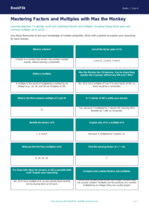 Free Factors And Multiples Flashcards | Class 4 | Maths | BookFlik