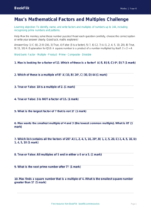 Free Factors And Multiples Quiz | Class 4 | Maths | BookFlik