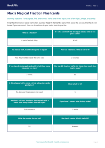 Free Fractions Flashcards | Class 1 | Maths | BookFlik