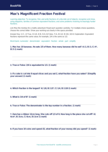 Maths fractions quiz class 4 greater depth