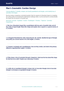 Free Geometry Activity Sheet | Class 4 | Maths | BookFlik