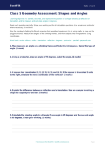 Free Geometry Assessment | Class 5 | Maths | BookFlik