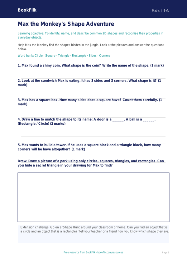 Free Geometry Worksheet | Nursery / LKG | Maths | BookFlik worksheet preview — Maths Geometry