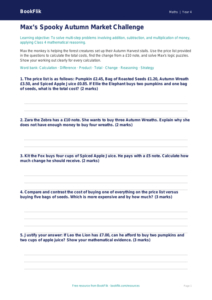 Halloween Maths Activity Sheet for Class 4 | CBSE Curriculum | BookFlik