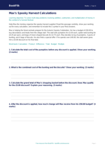 Halloween Maths Track Sheet for Class 4 | CBSE Maths Practice | BookFlik