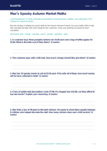 Halloween Maths Activity Sheet for Class 5 | CBSE Maths Practice