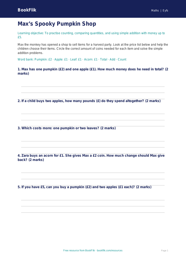 Free Halloween Maths Activity Sheet | Nursery / LKG | Maths | BookFlik worksheet preview — Maths Halloween Maths