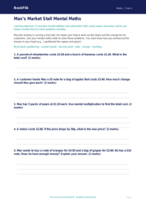 Free Mental Maths Activity Sheet | Class 4 | Maths | BookFlik